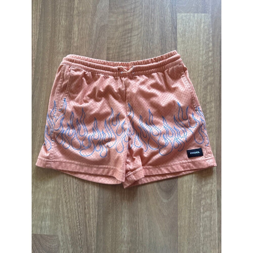 RSQ YOUTH coral/ orange Flame Athletic mesh Shorts